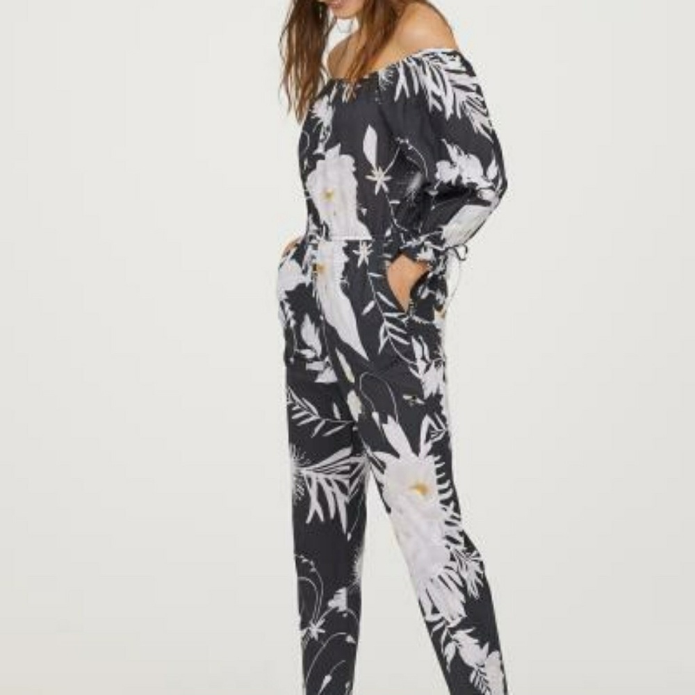 NWOT H&M Off The Shoulder Floral Jumpsuit